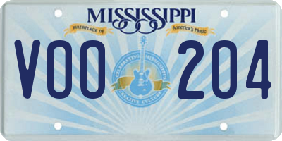 MS license plate VOO204