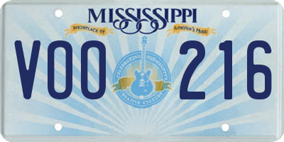 MS license plate VOO216