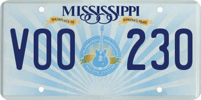 MS license plate VOO230