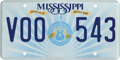 MS license plate VOO543