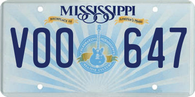 MS license plate VOO647
