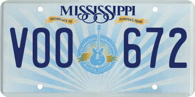 MS license plate VOO672