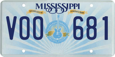 MS license plate VOO681