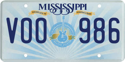 MS license plate VOO986