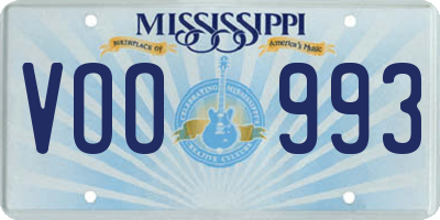 MS license plate VOO993