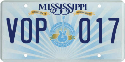 MS license plate VOP017