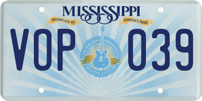 MS license plate VOP039