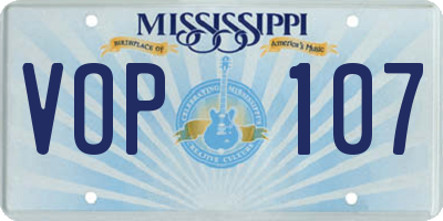 MS license plate VOP107