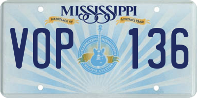 MS license plate VOP136