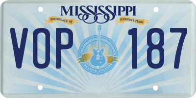 MS license plate VOP187