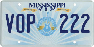 MS license plate VOP222