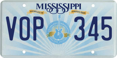 MS license plate VOP345
