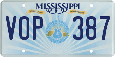MS license plate VOP387