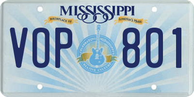 MS license plate VOP801