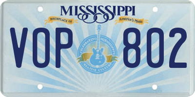 MS license plate VOP802