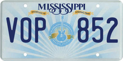 MS license plate VOP852