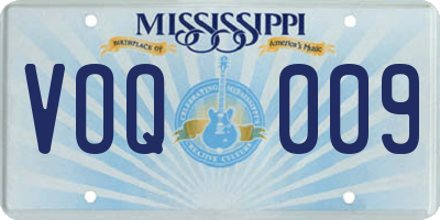 MS license plate VOQ009