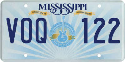 MS license plate VOQ122