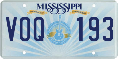 MS license plate VOQ193