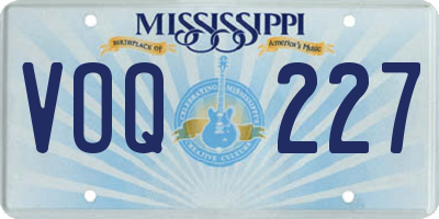 MS license plate VOQ227