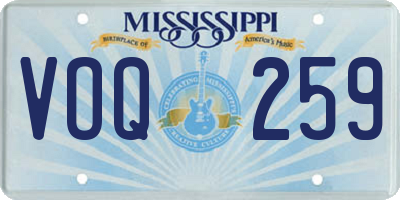 MS license plate VOQ259