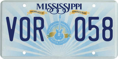 MS license plate VOR058
