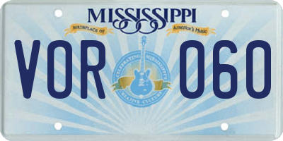 MS license plate VOR060