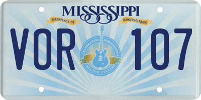 MS license plate VOR107