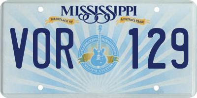 MS license plate VOR129