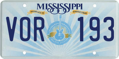 MS license plate VOR193