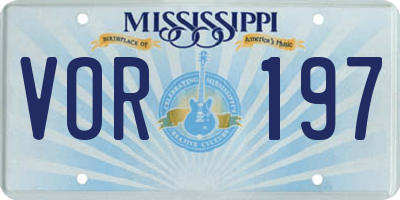 MS license plate VOR197