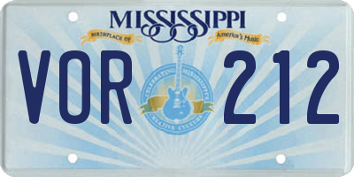 MS license plate VOR212