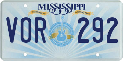 MS license plate VOR292