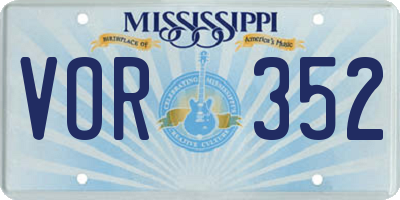 MS license plate VOR352