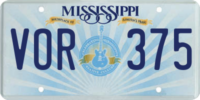 MS license plate VOR375