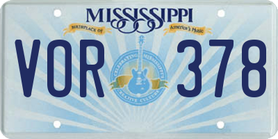 MS license plate VOR378