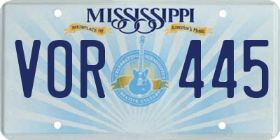 MS license plate VOR445