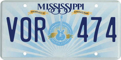 MS license plate VOR474