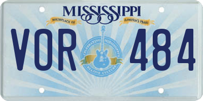MS license plate VOR484