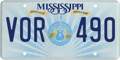 MS license plate VOR490