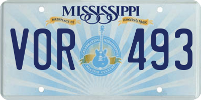 MS license plate VOR493