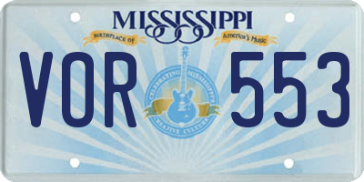 MS license plate VOR553