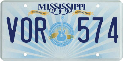 MS license plate VOR574