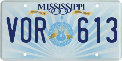 MS license plate VOR613