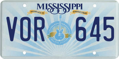 MS license plate VOR645