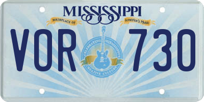 MS license plate VOR730