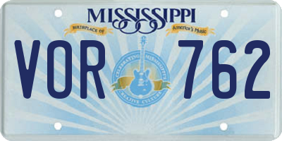 MS license plate VOR762