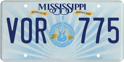 MS license plate VOR775