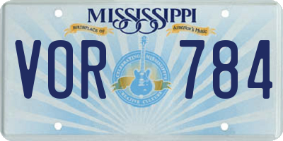 MS license plate VOR784