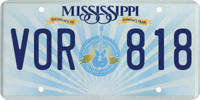 MS license plate VOR818